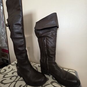 Brown Leather Knee-High Boots